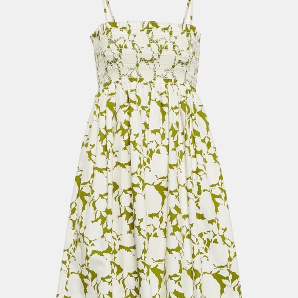 NEW Tory Burch Smocked Floral Cotton Poplin Mini Dress - Size Small - Picture 5 of 10